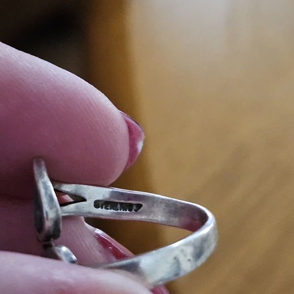 Adjustable Sterling Silver And Turquoise Heart Ring Vintage 1970s - Picture 5 of 5